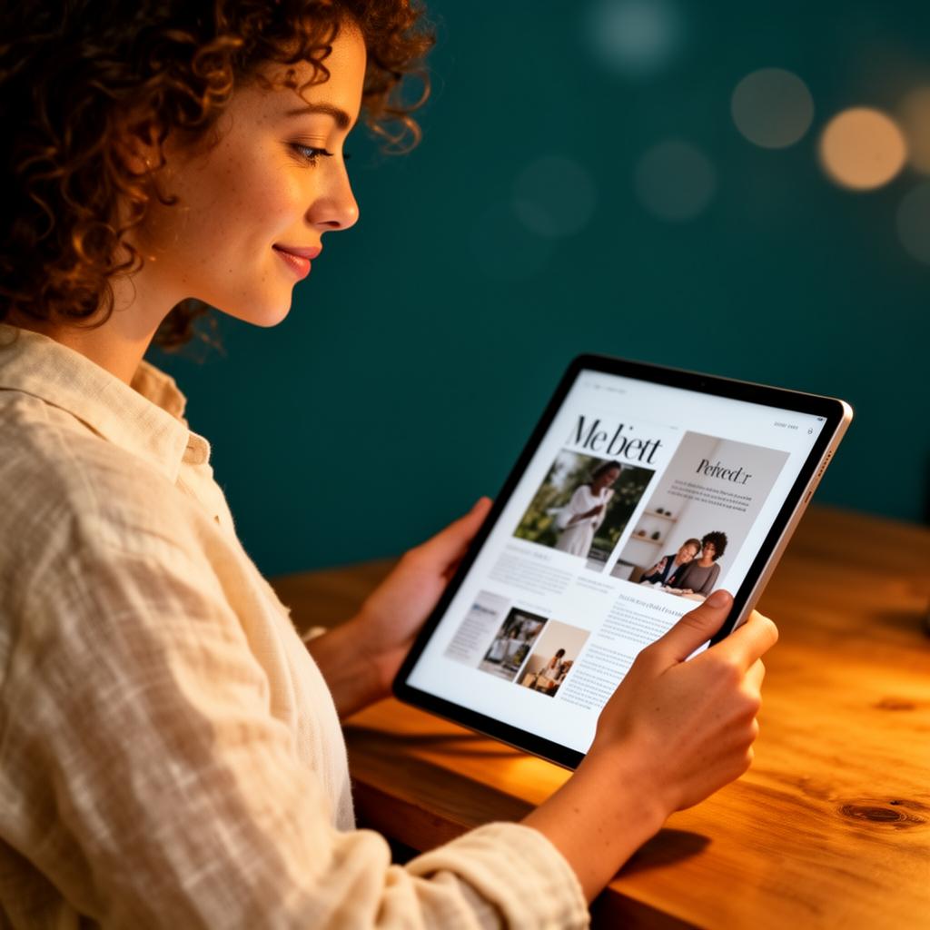 A reader exploring an immersive digital product with AI assist